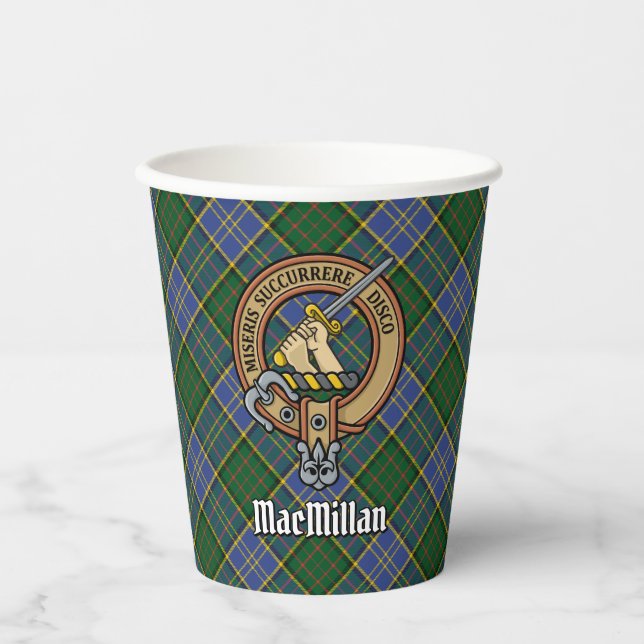 Vasos De Papel Clan MacMillan Escudo sobre la caza de tartán (Anverso)