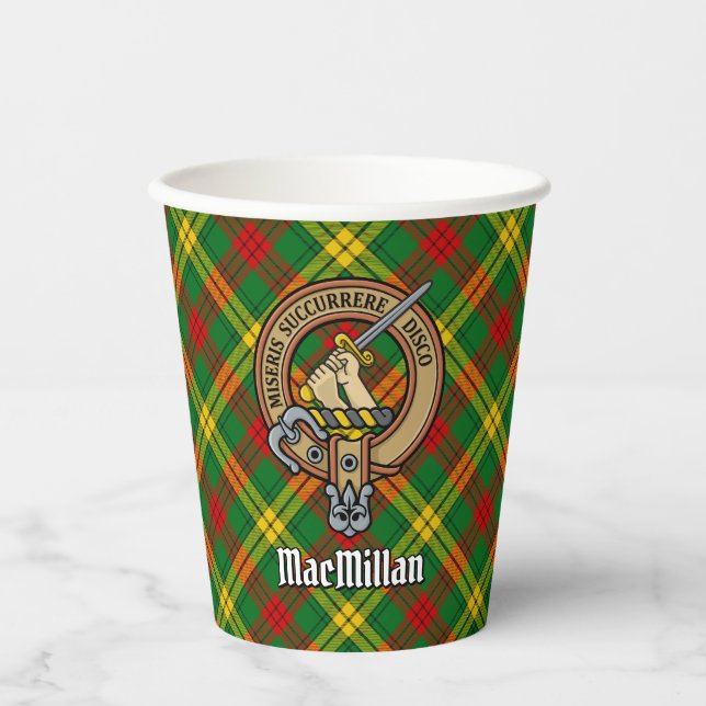 Vasos De Papel Clan MacMillan Escudo sobre Tartán (Anverso)