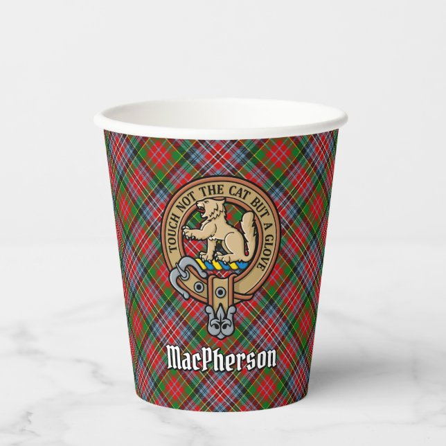 Vasos De Papel Clan MacPherson Escudo sobre tazas de papel de Tar (Anverso)