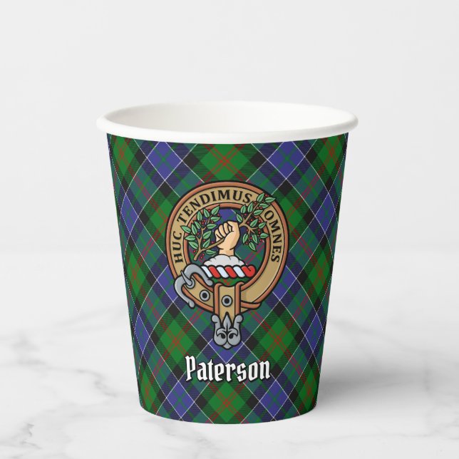 Vasos De Papel Clan Paterson Escudo sobre Tartán (Anverso)