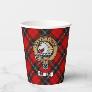 Vasos De Papel Clan Ramsay Escudo sobre Tartán Rojo