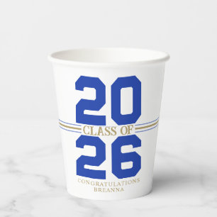 Vasos De Papel Clase Azul y Bronce de Licenciatura Personalizada