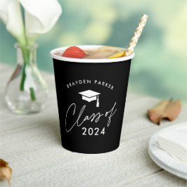 Vasos De Papel Clase de 2024 Graduación Simple