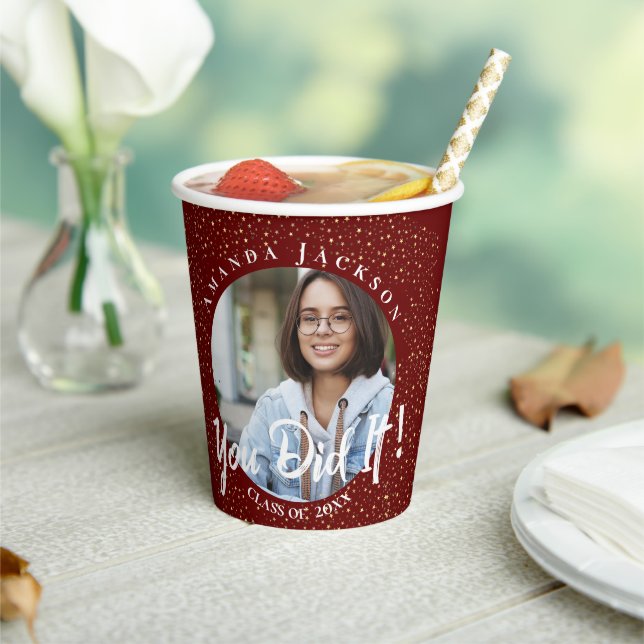 Vasos De Papel Clase de 2024 You did it Red Photo Graduation (in situ)