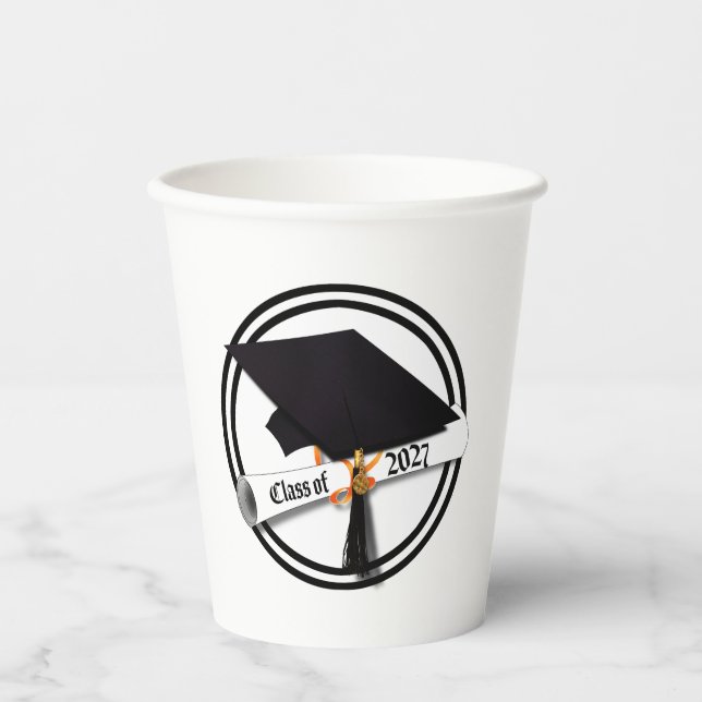 Vasos De Papel Clase de Diploma de Graduación 2027 (Anverso)