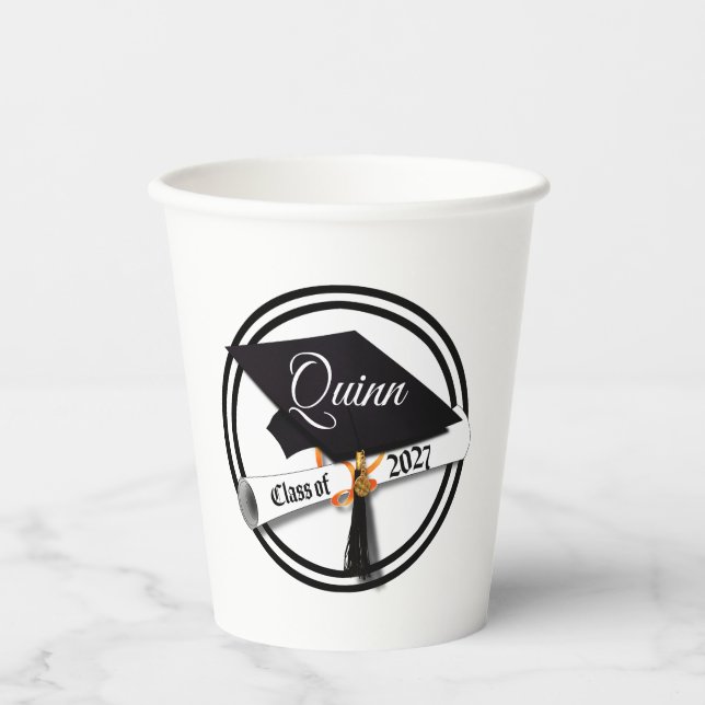 Vasos De Papel Clase de Diploma de Graduación 2027 (Anverso)