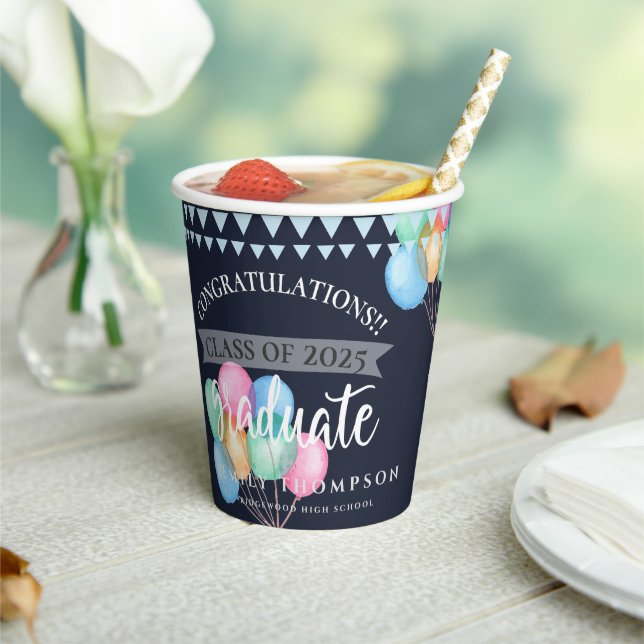 Vasos De Papel Clase de Felicitaciones Azules 2023 Graduación (in situ)