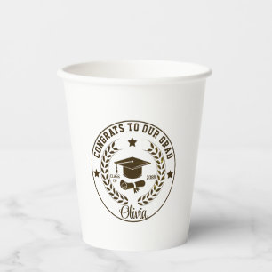 Vasos De Papel Clase de graduación moderna Color y texto del año 