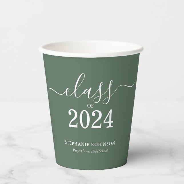 Vasos De Papel Clase del Partido Verde de Graduación 2024 (Anverso)