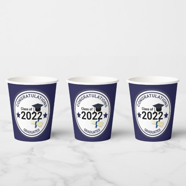 Vasos De Papel Clase elegante de año de graduación de 2022 (Multi)
