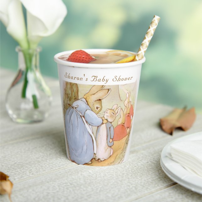 Vasos De Papel Clásico Baby Shower de Peter Rabbit (in situ)