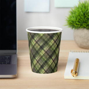 Vasos De Papel Clásico de color negro oscuro escocés plateado