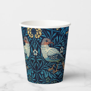Vasos De Papel Clásico de tapiz de aves azules de William Morris