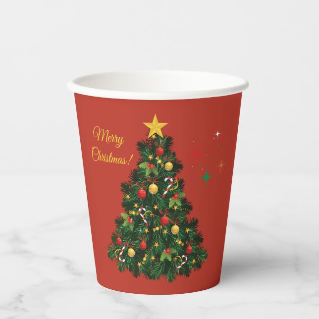 Vasos De Papel Clásico Feliz Navidad (Anverso)