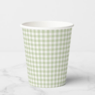 Vasos De Papel Clásico Gingham de Otoño Temprano | Oliva Suave