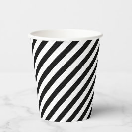 Vasos De Papel Clásico Moderno Minimal negro y rayas blancas