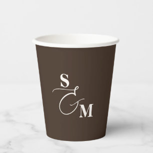 Vasos De Papel Clásico Monograma Bodas de Ampersand Moderno
