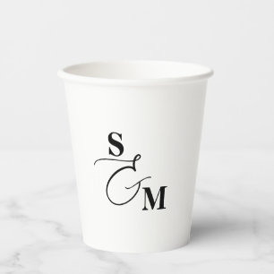 Vasos De Papel Clásico Monograma Moderno Ampersand Boda