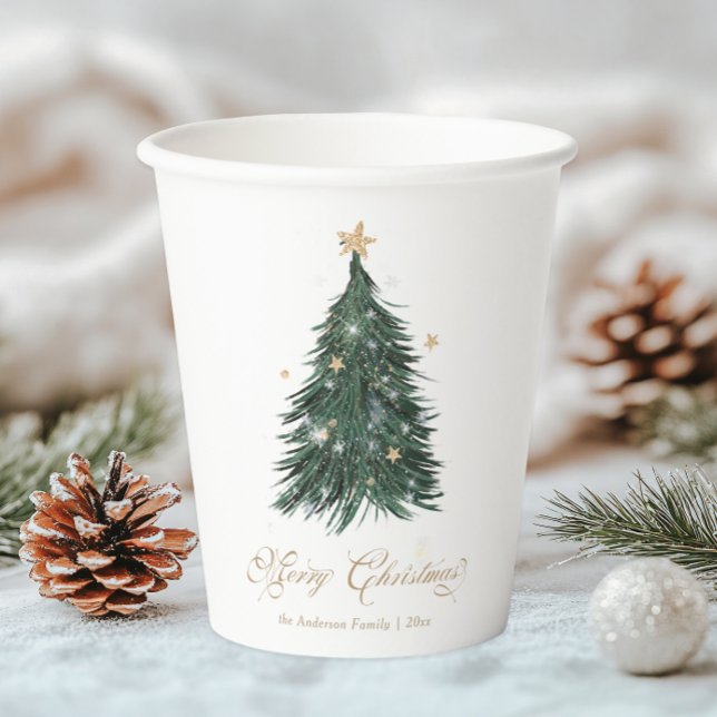 Vasos De Papel Clásico Navidad en Oro Blanco (Subido por el creador)