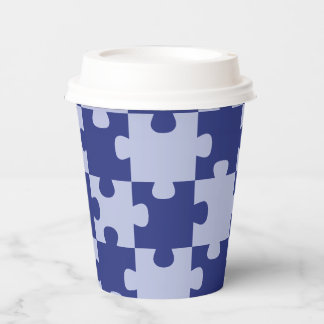 Vasos De Papel Clásico rompecabezas de baldosas azul marino sin c