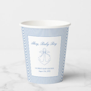 Vasos De Papel Clásico Simple Ahoy Baby Boy Ducha Náutica