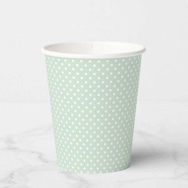 Vasos De Papel Clásico Verde Menta Pastel Lunares (Izquierda)