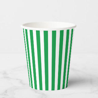 Vasos De Papel Clásico Verde y Blanco con rayas verticales