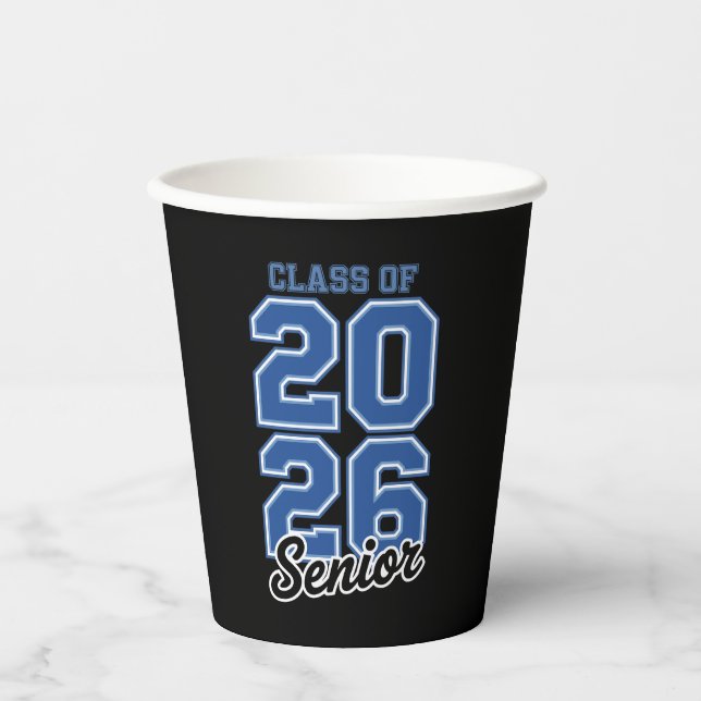 Vasos De Papel Class Of 2026 Senior Blue Graduation Graduate (Anverso)