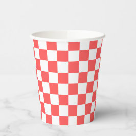Vasos De Papel Classic coral red checkerboard