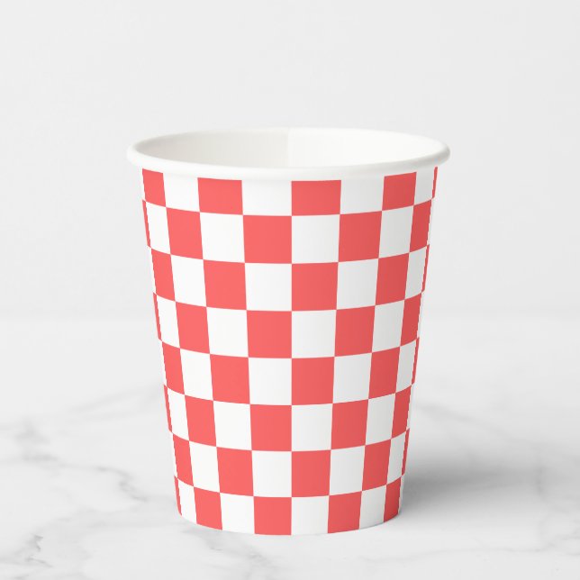 Vasos De Papel Classic coral red checkerboard (Izquierda)