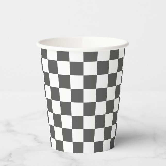 Vasos De Papel Classic dark grey checkerboard (Izquierda)