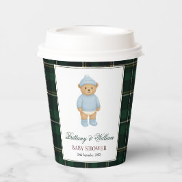 Vasos De Papel Classic Preppy Bear Designer Plaid Baby Shower