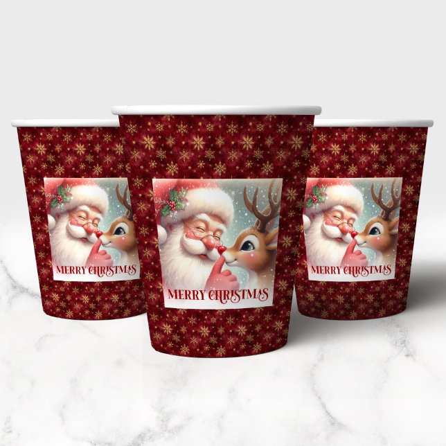 Vasos De Papel Classic Santa and Rudolph Cute Festive Christmas  (Classic Santa and Rudolph Cute Festive Christmas Cups)