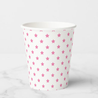 Vasos De Papel Classic Stars Fuchsia Pink - White
