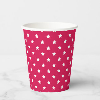 Vasos De Papel Classic Stars White - Raspberry