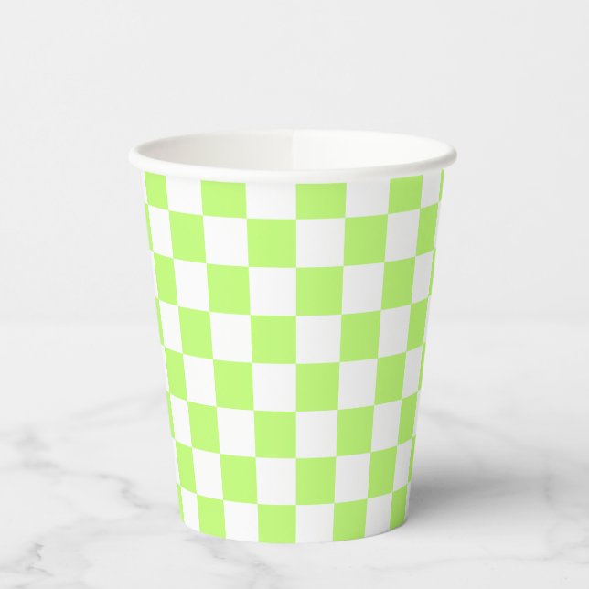 Vasos De Papel Classic visual lime checkerboard  (Izquierda)