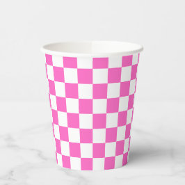 Vasos De Papel Classic visual pink checkerboard