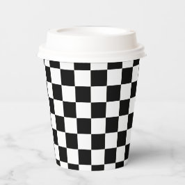 Vasos De Papel Classic White Black Square Pattern Paper Cups