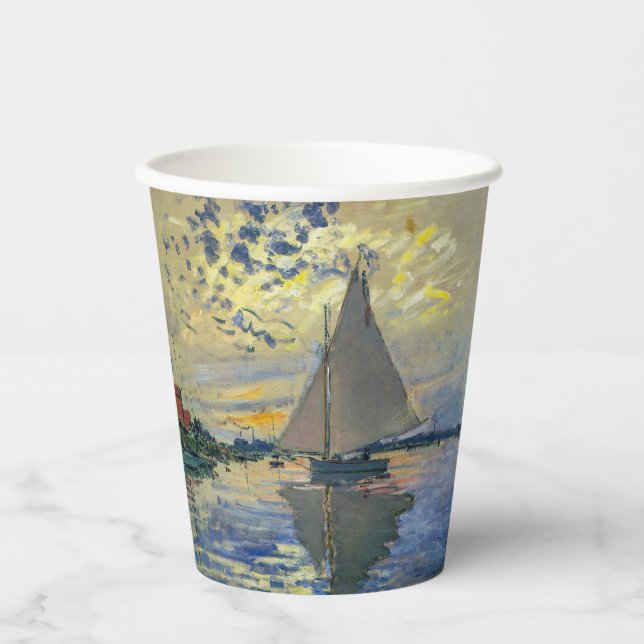 Vasos De Papel Claude Monet - Barco de vela en Le Petit-Gennevill (Anverso)