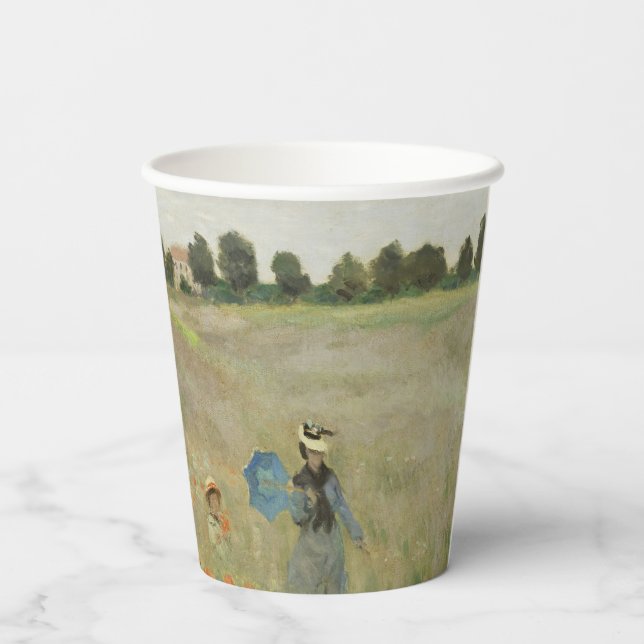 Vasos De Papel Claude Monet El campo de amapolas cerca de Argente (Reverso )