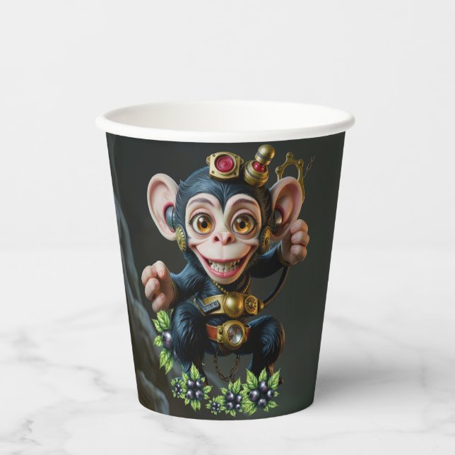 Vasos De Papel Clockwork Cavekeeper – El mono susurrante  (Anverso)