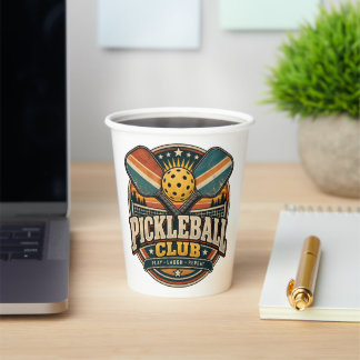 Vasos De Papel Club de Pickleball Retro