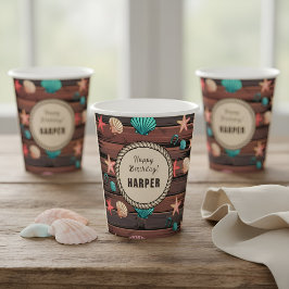 Vasos De Papel Coastal Cowgirl Western Beach Birthday Personalize