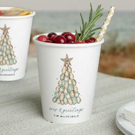 Vasos De Papel Coastal Oyster Shell Christmas