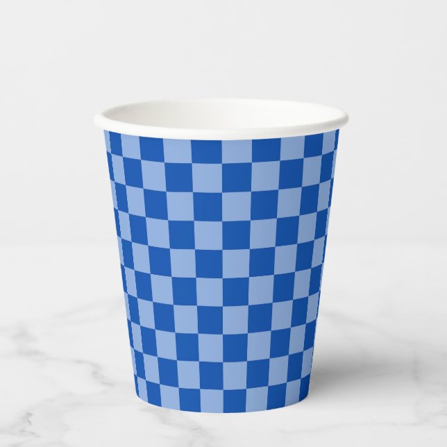 Vasos De Papel Cobalt Blue Checkerboard (Anverso)