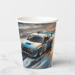 Vasos De Papel Coche de Carreras azul deportivo