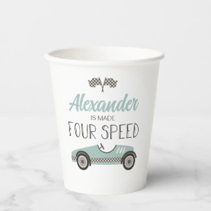 Vasos De Papel Coche de carreras vintage hecho a CUATRO velocidad