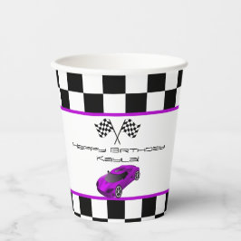 Vasos De Papel Coche Purple Race | Fiesta de cumpleaños para niño