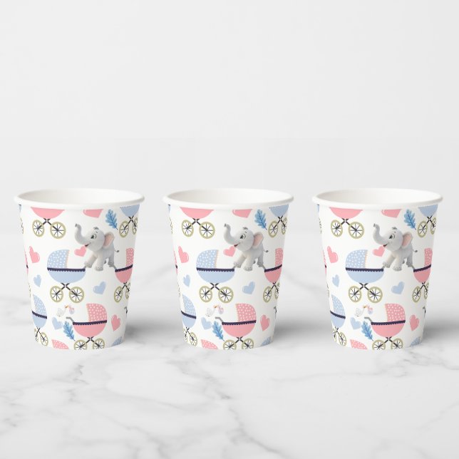 Vasos De Papel Cochecito de bebé de copa de papel Cigüeña Elefant (Multi)