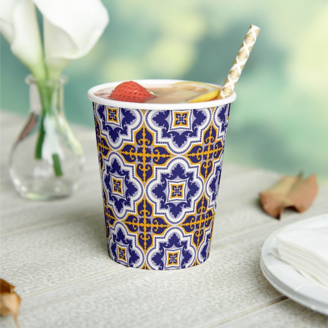 Vasos De Papel Cocina de Patrón Mediterráneo (in situ)